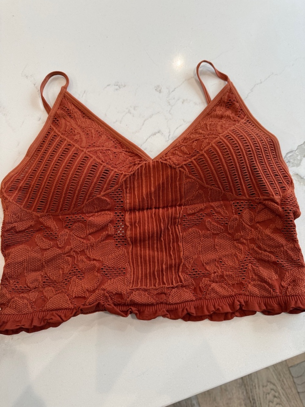 Rust Red Lace-Detail Camisole